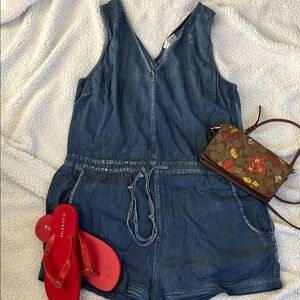 She + Sky Blue Denim Romper